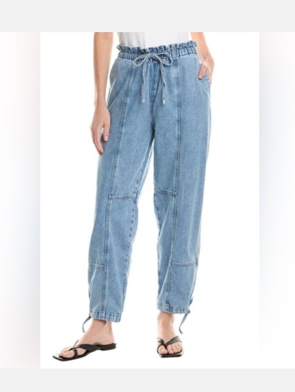 rag & bone light blue Jordan drawstring waist boyfriend jeans